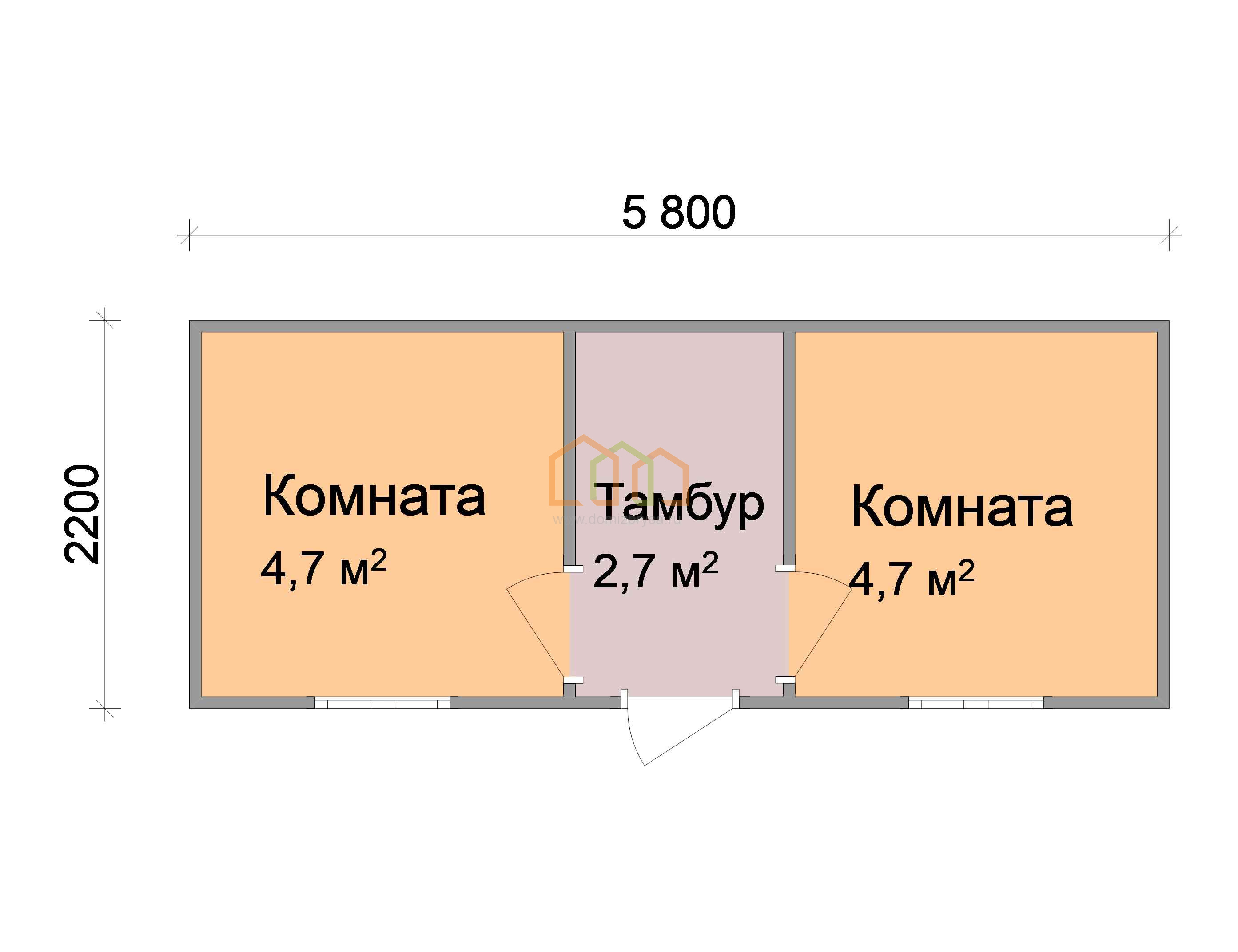 Дачная бытовка эконом Флокс - 5 5.8x2.2 Площадь: 12.76 м² в готовом виде  под ключ в Севастополе и области